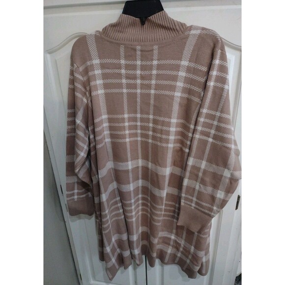 New Isaac Mizrahi Live  Jacquard Cozy Cardigan Cappuccino Plaid 2X - Picture 5 of 6